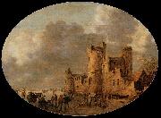 Skaters in front of a Medieval Castle Jan van Goyen